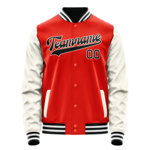 Custom Orange Cream Solid Color Varsity Letterman Jacket