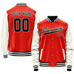 Custom Orange Cream Solid Color Varsity Letterman Jacket