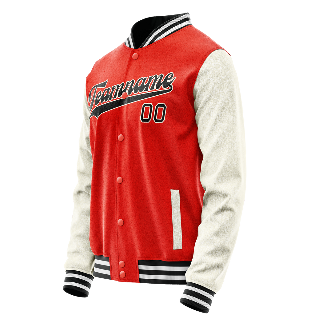 Custom Orange Cream Solid Color Varsity Letterman Jacket