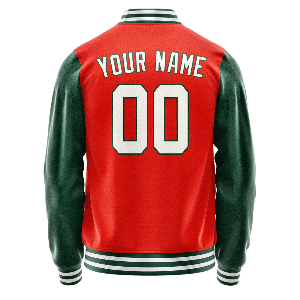 Custom Orange Kelly-Green Solid Color Varsity Letterman Jacket
