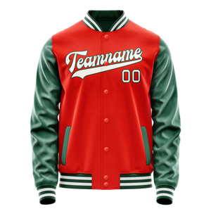 Custom Orange Kelly-Green Solid Color Varsity Letterman Jacket