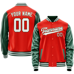 Custom Orange Kelly-Green Solid Color Varsity Letterman Jacket