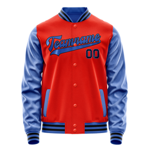 Custom Orange Light-Blue Solid Color Varsity Letterman Jacket