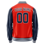 Custom Orange Royal Solid Color Varsity Letterman Jacket