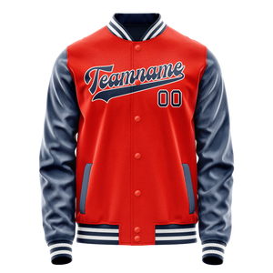 Custom Orange Royal Solid Color Varsity Letterman Jacket