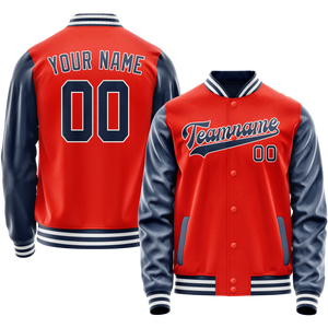 Custom Orange Royal Solid Color Varsity Letterman Jacket