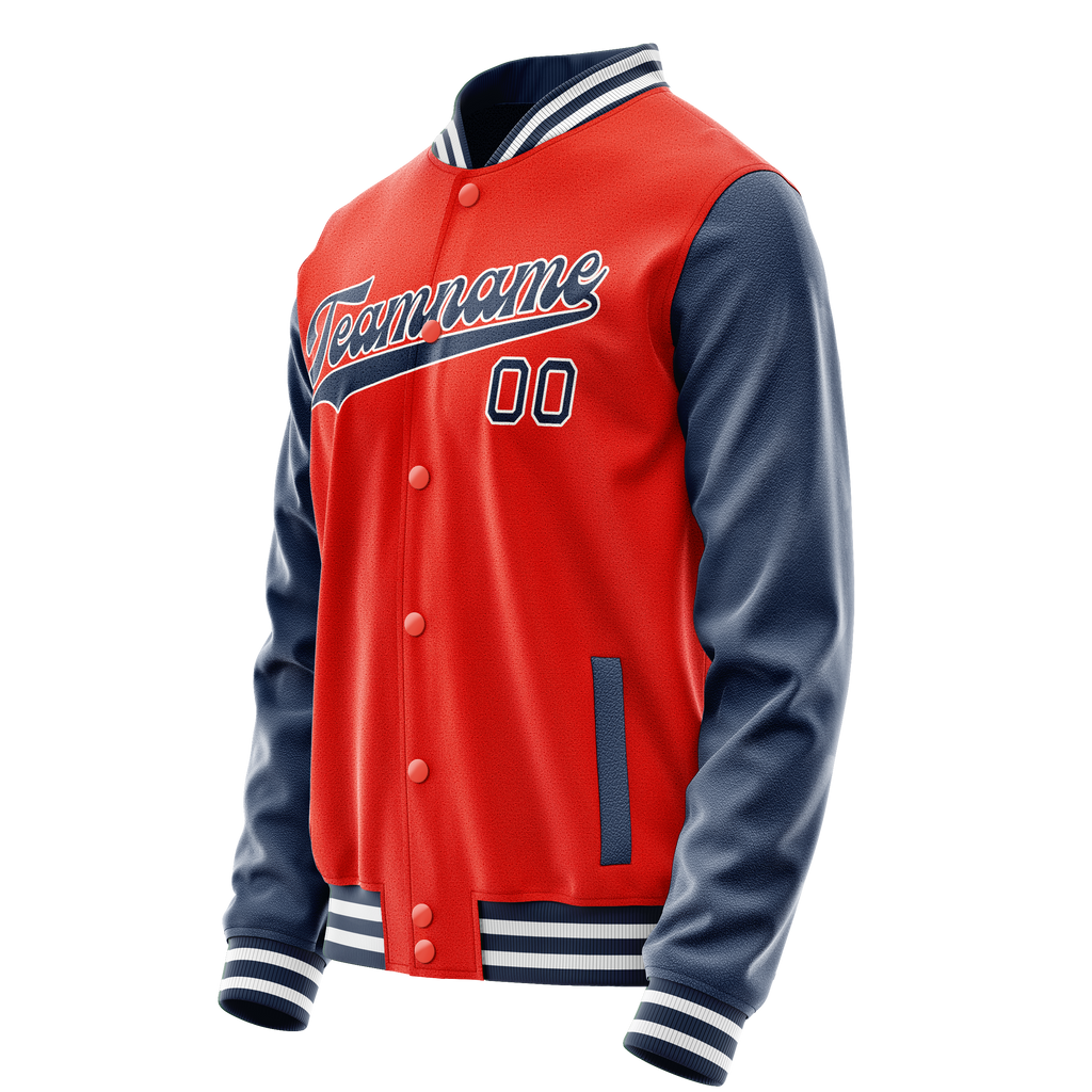 Custom Orange Royal Solid Color Varsity Letterman Jacket
