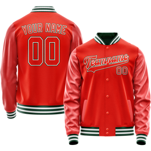 Custom Orange White Solid Color Varsity Letterman Jacket