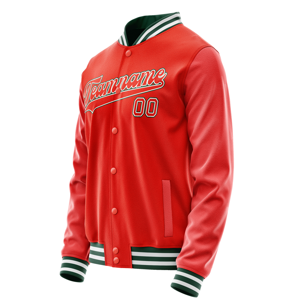 Custom Orange White Solid Color Varsity Letterman Jacket