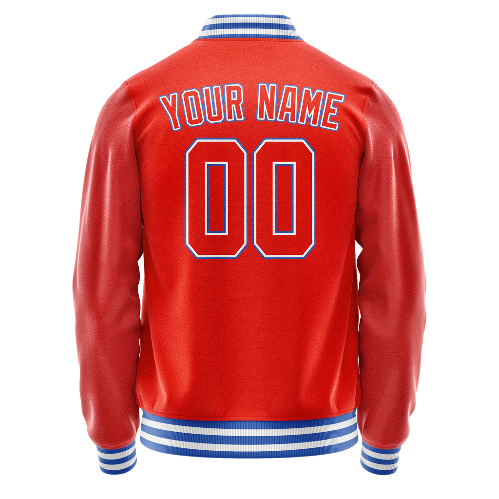 Custom Orange White Solid Color Varsity Letterman Jacket