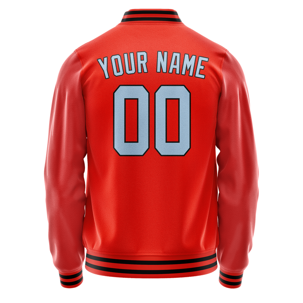Custom Orange Light-Blue Solid Color Varsity Letterman Jacket