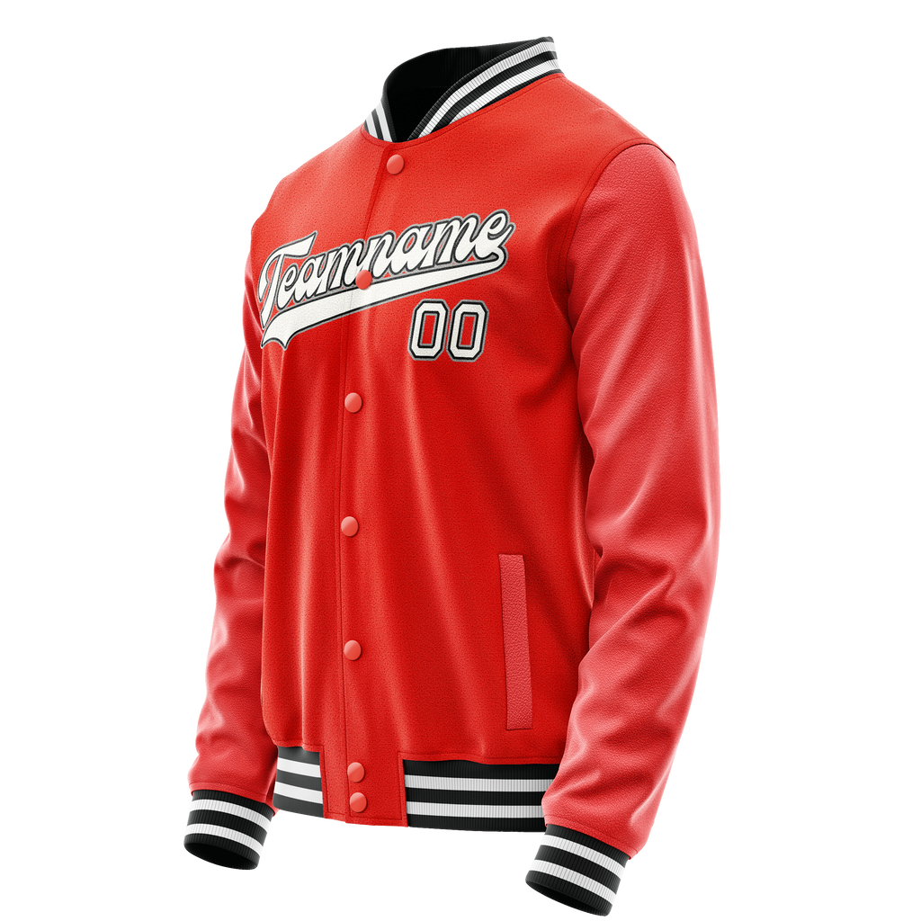Custom Orange White Solid Color Varsity Letterman Jacket