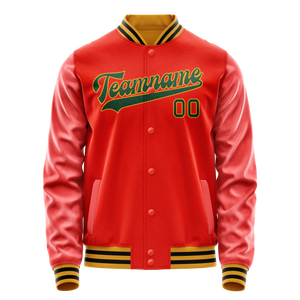 Custom Orange Black Solid Color Varsity Letterman Jacket