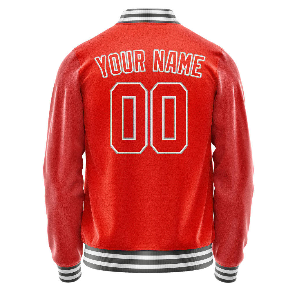 Custom Orange Gray Solid Color Varsity Letterman Jacket