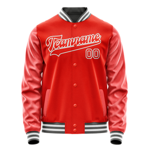 Custom Orange Gray Solid Color Varsity Letterman Jacket