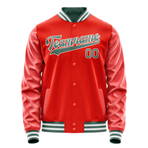 Custom Orange Teal Solid Color Varsity Letterman Jacket
