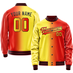 Custom Orange Yellow Gradient Varsity Letterman Jacket