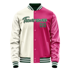 Custom Pink Cream Split Varsity Letterman Jacket
