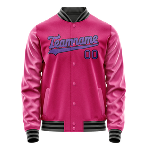 Custom Pink Purple Solid Color Varsity Letterman Jacket
