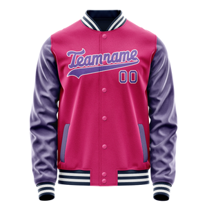 Custom Pink Purple Solid Color Varsity Letterman Jacket