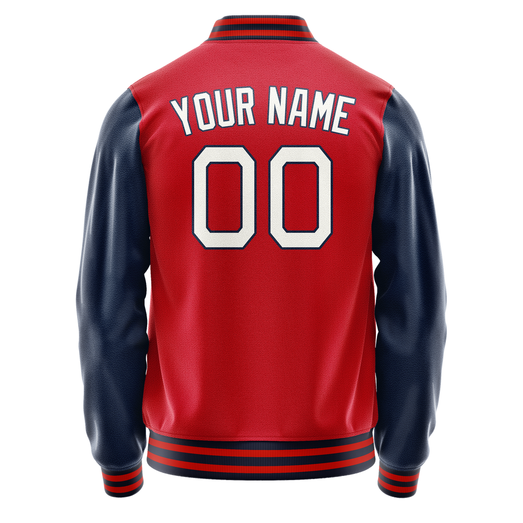 Custom Red Royal Solid Color Varsity Letterman Jacket