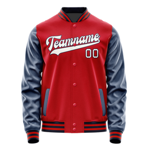 Custom Red Royal Solid Color Varsity Letterman Jacket