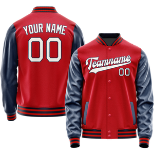 Custom Red Royal Solid Color Varsity Letterman Jacket