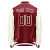 Custom Crimson Cream Solid Color Varsity Letterman Jacket