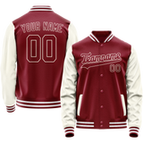 Custom Crimson Cream Solid Color Varsity Letterman Jacket