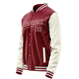 Custom Crimson Cream Solid Color Varsity Letterman Jacket