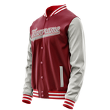 Custom Crimson Gray Solid Color Varsity Letterman Jacket