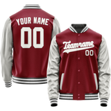 Custom Crimson Gray Solid Color Varsity Letterman Jacket
