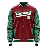 Custom Crimson Kelly-Green Solid Color Varsity Letterman Jacket