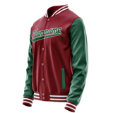 Custom Crimson Kelly-Green Solid Color Varsity Letterman Jacket