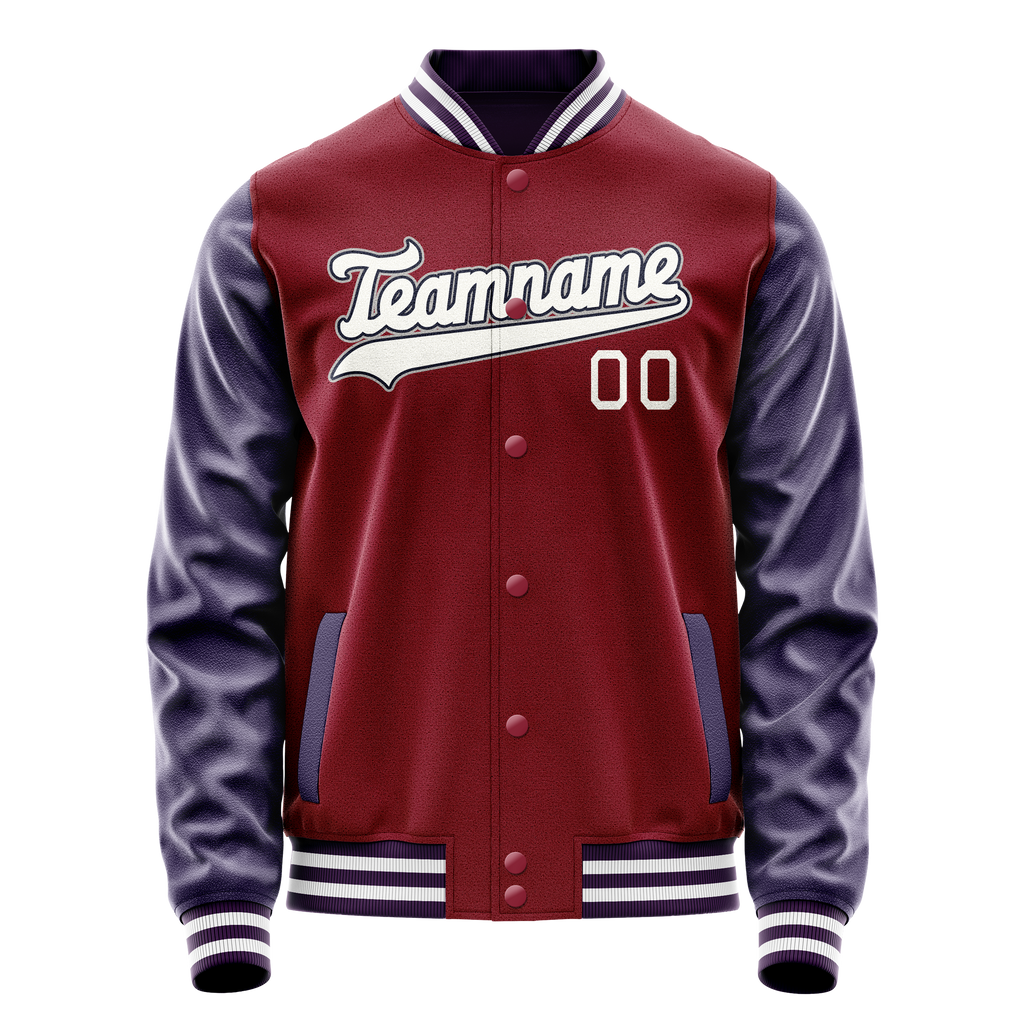 Custom Crimson Navy Solid Color Varsity Letterman Jacket