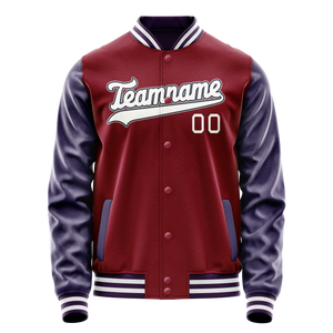 Custom Crimson Navy Solid Color Varsity Letterman Jacket