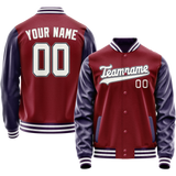 Custom Crimson Navy Solid Color Varsity Letterman Jacket