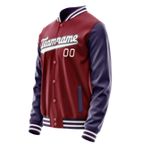 Custom Crimson Navy Solid Color Varsity Letterman Jacket