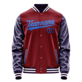 Custom Crimson Navy Solid Color Varsity Letterman Jacket