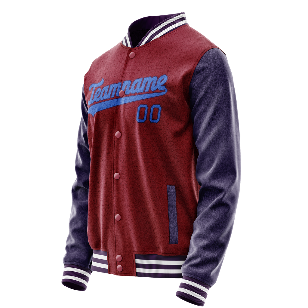 Custom Crimson Navy Solid Color Varsity Letterman Jacket