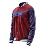 Custom Crimson Navy Solid Color Varsity Letterman Jacket