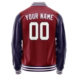 Custom Crimson Navy Solid Color Varsity Letterman Jacket