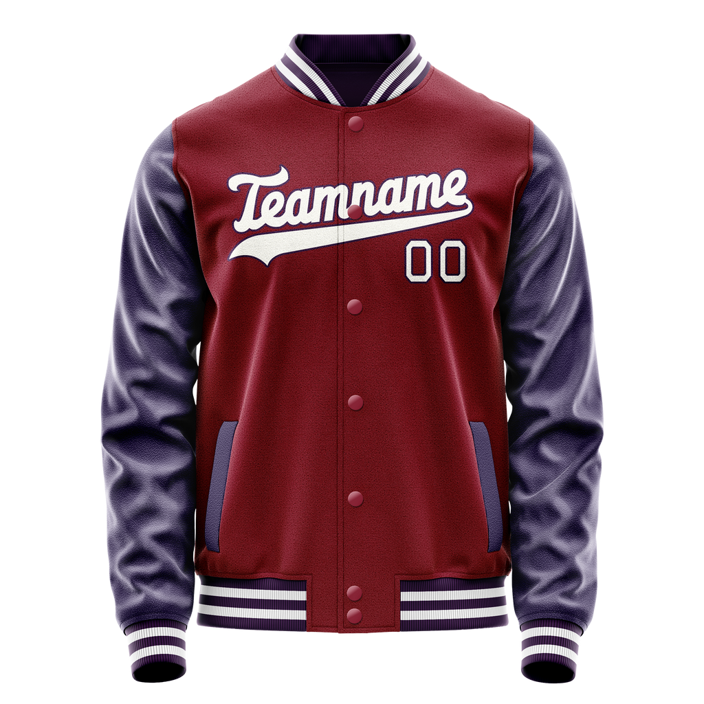 Custom Crimson Navy Solid Color Varsity Letterman Jacket