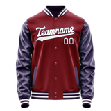 Custom Crimson Navy Solid Color Varsity Letterman Jacket
