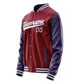 Custom Crimson Navy Solid Color Varsity Letterman Jacket
