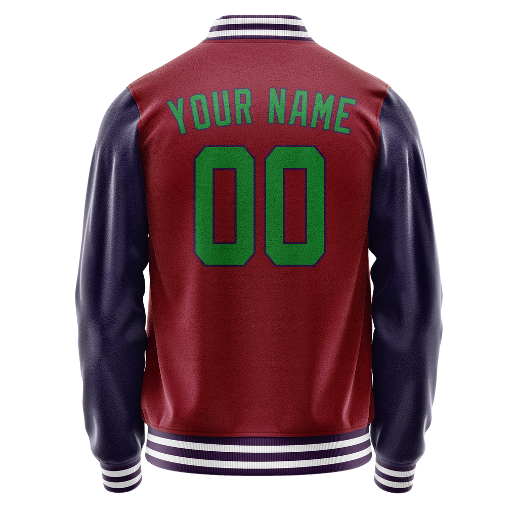 Custom Crimson Navy Solid Color Varsity Letterman Jacket