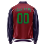 Custom Crimson Navy Solid Color Varsity Letterman Jacket