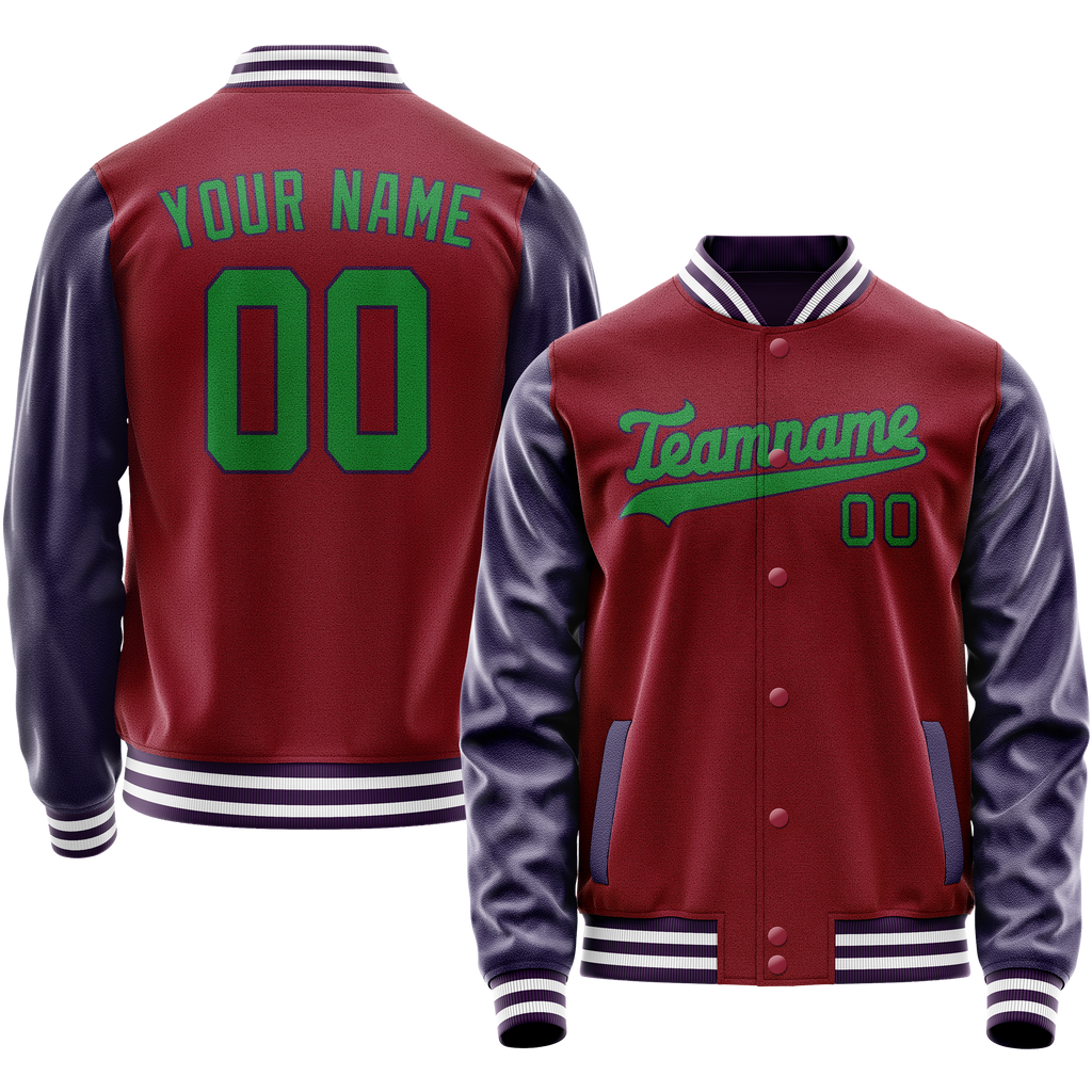 Custom Crimson Navy Solid Color Varsity Letterman Jacket