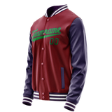 Custom Crimson Navy Solid Color Varsity Letterman Jacket