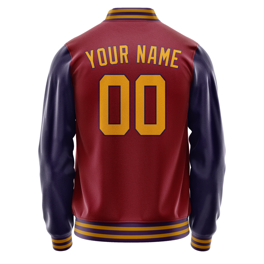 Custom Crimson Navy Solid Color Varsity Letterman Jacket